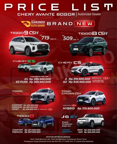 Pricelist Harga Chery kotacimahi 2025